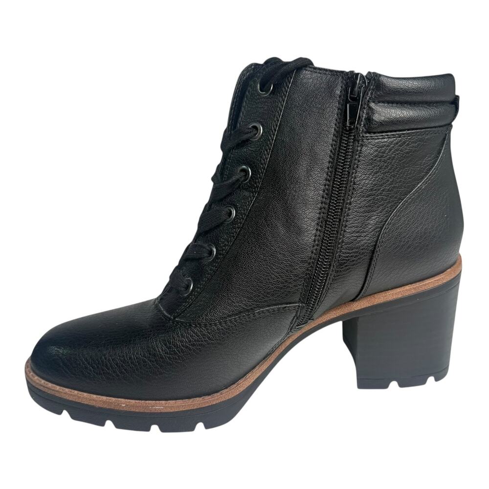 Naturalizer Madalynn3 Black Boots Women's 9.5 Vegan Leather Lug Sole Zip Booties